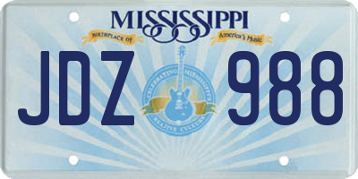 MS license plate JDZ988