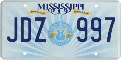 MS license plate JDZ997