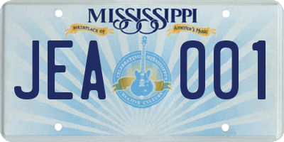 MS license plate JEA001