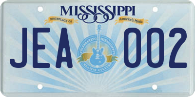MS license plate JEA002