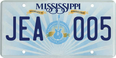 MS license plate JEA005