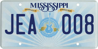 MS license plate JEA008