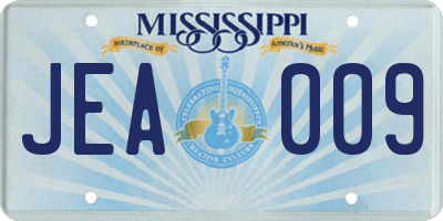 MS license plate JEA009