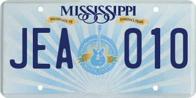 MS license plate JEA010