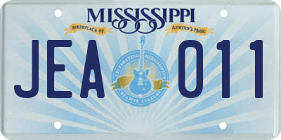 MS license plate JEA011