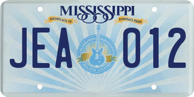 MS license plate JEA012