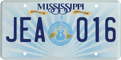 MS license plate JEA016