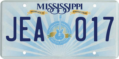MS license plate JEA017