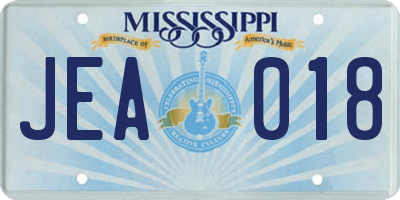 MS license plate JEA018