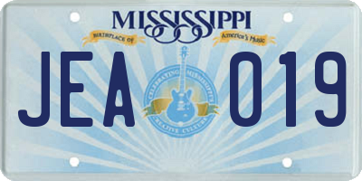 MS license plate JEA019