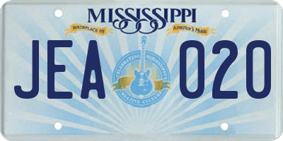 MS license plate JEA020