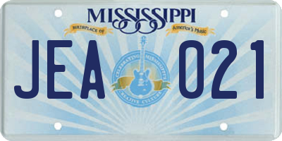 MS license plate JEA021