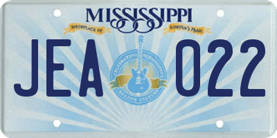 MS license plate JEA022