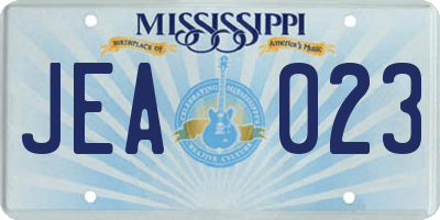 MS license plate JEA023