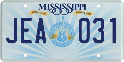 MS license plate JEA031