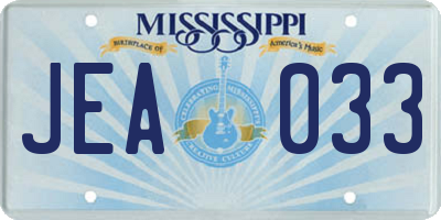 MS license plate JEA033