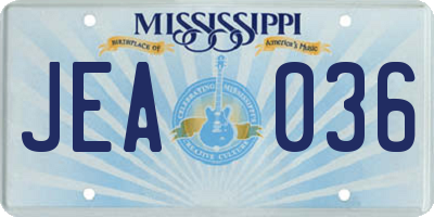 MS license plate JEA036
