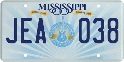 MS license plate JEA038