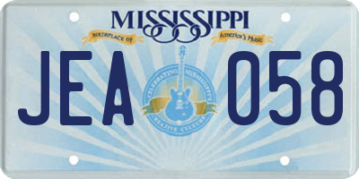MS license plate JEA058