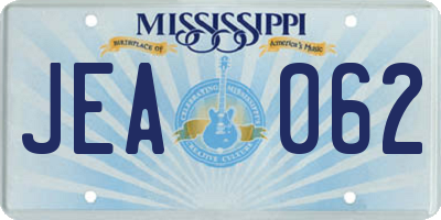 MS license plate JEA062