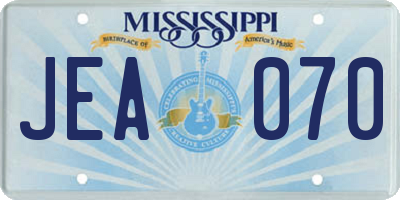 MS license plate JEA070