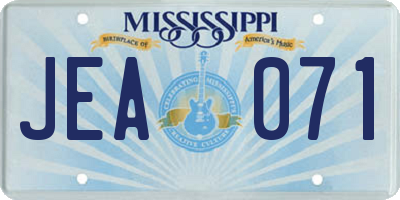 MS license plate JEA071