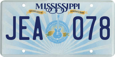 MS license plate JEA078