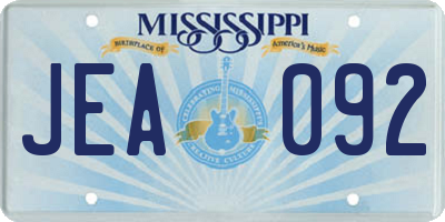 MS license plate JEA092