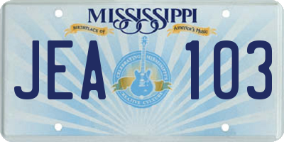 MS license plate JEA103