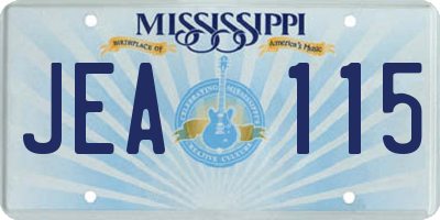 MS license plate JEA115