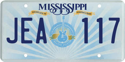 MS license plate JEA117