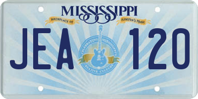 MS license plate JEA120