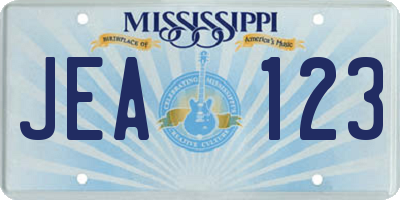 MS license plate JEA123