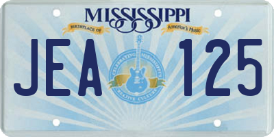 MS license plate JEA125