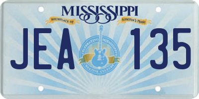 MS license plate JEA135