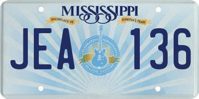 MS license plate JEA136