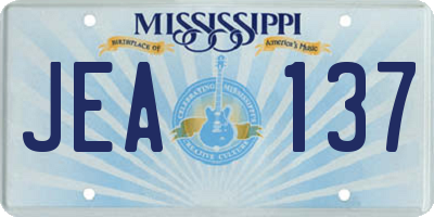 MS license plate JEA137