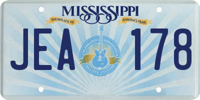 MS license plate JEA178