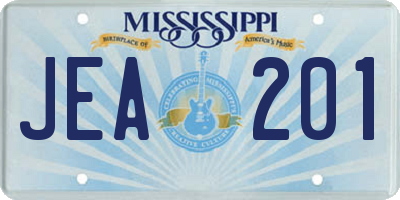 MS license plate JEA201