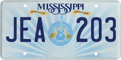 MS license plate JEA203