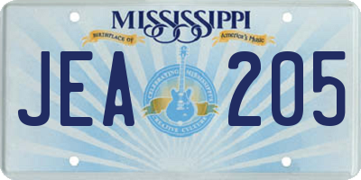 MS license plate JEA205