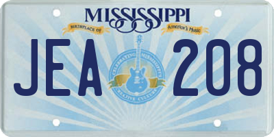 MS license plate JEA208