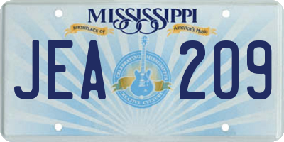 MS license plate JEA209