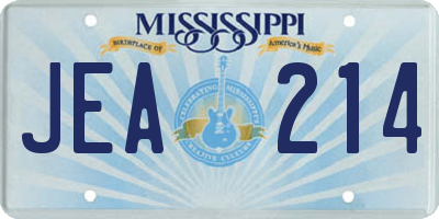 MS license plate JEA214