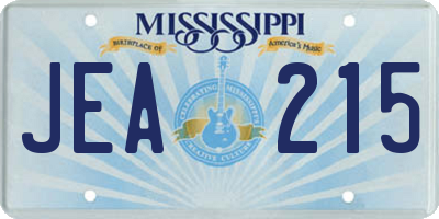 MS license plate JEA215