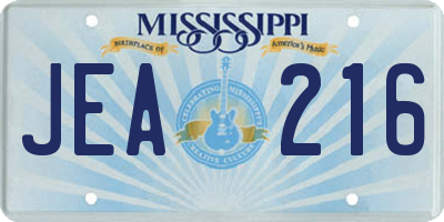 MS license plate JEA216