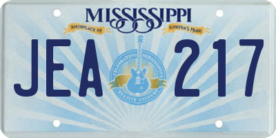 MS license plate JEA217