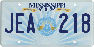 MS license plate JEA218