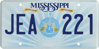 MS license plate JEA221
