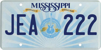 MS license plate JEA222